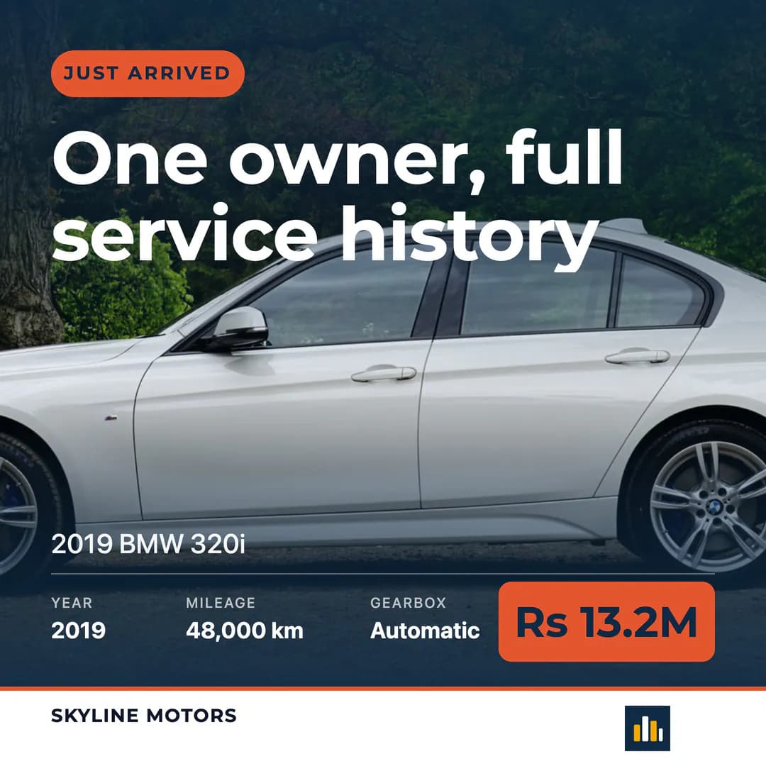 Just arrived template in the dealership’s navy and orange